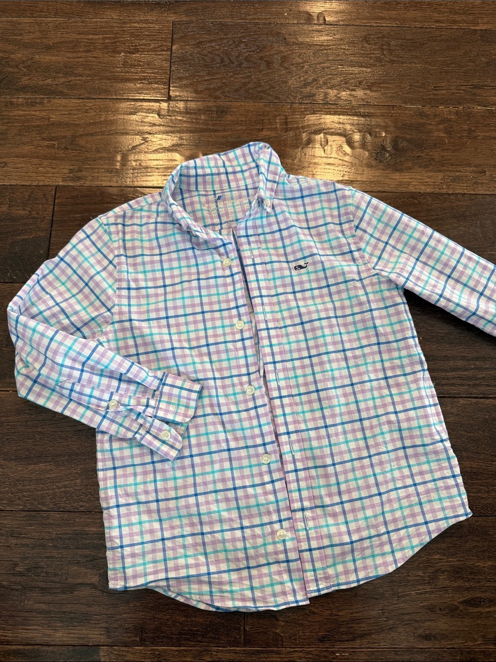 Vineyard Vines Kids Plaid Button-Down Shirt in Light Blue and Pink